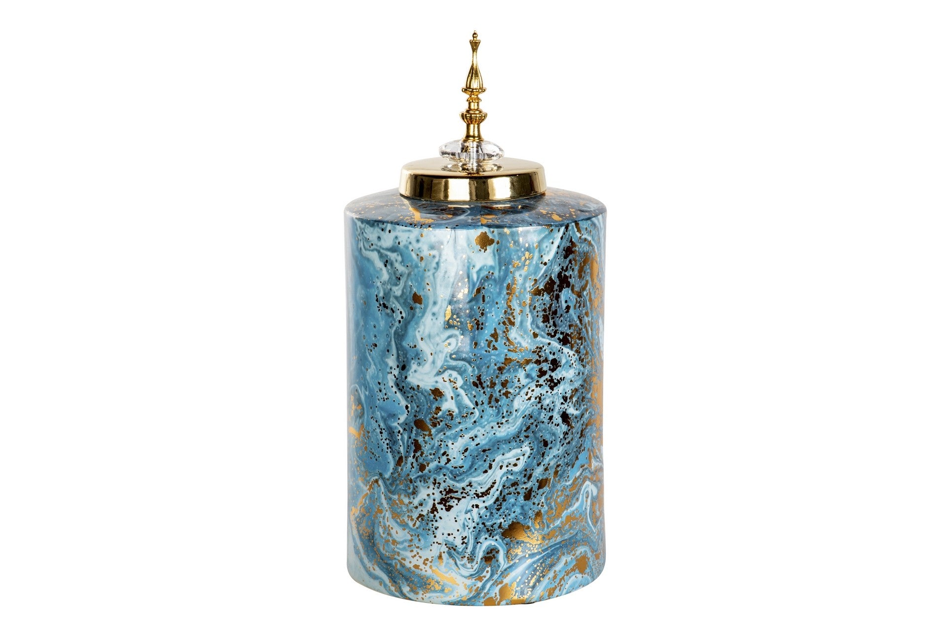 Tibor ceramica azul-oro 20x20x42 cm