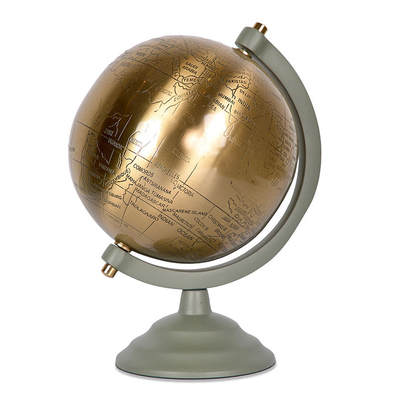 Bola del mundo 20cm laton y metal verde