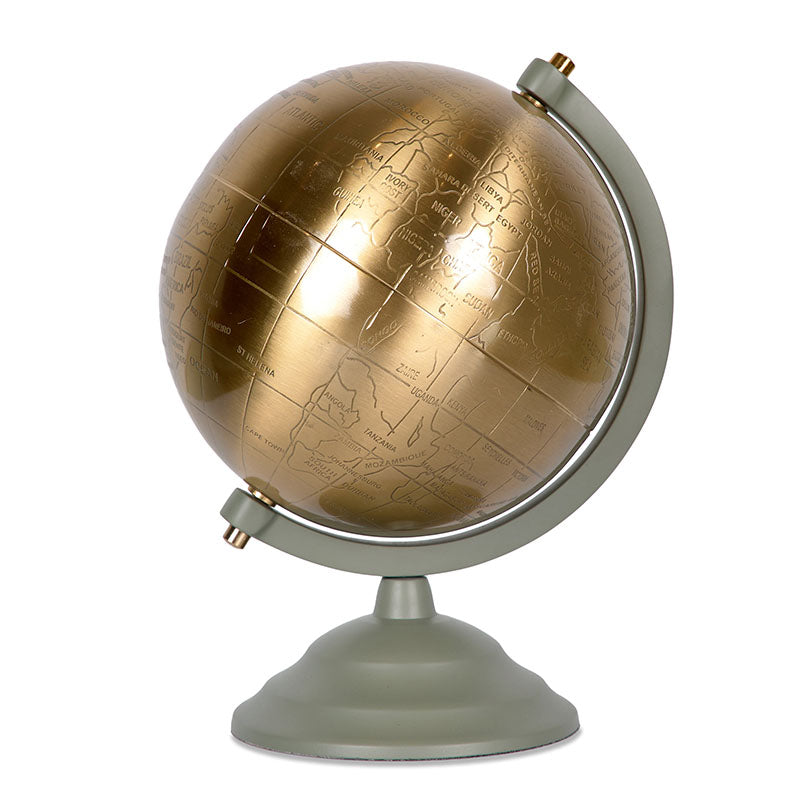 Bola del mundo 25cm laton y metal verde