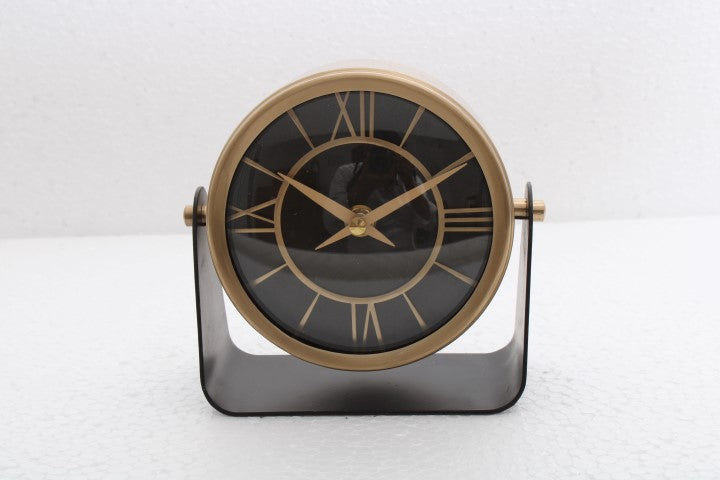 Reloj sobremesa 14cm con base laton negro dorado
