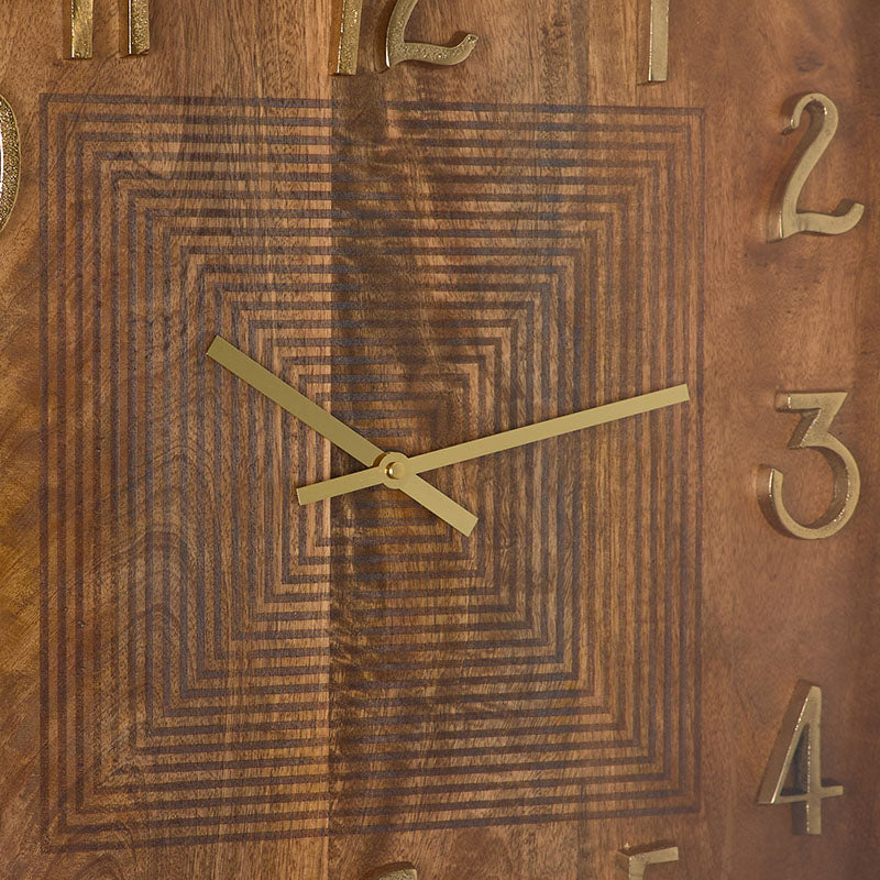 Reloj de pared cuadrado 51*51*9 madera laton