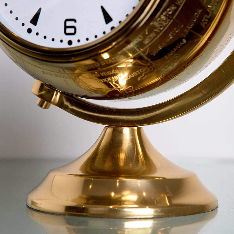 Reloj 24cm bola del mundo laton dorado brillo