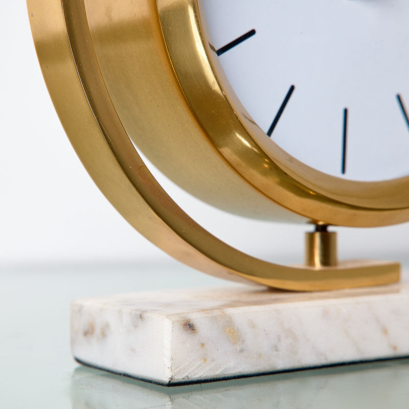Reloj de sobremesa 19cm dorado base marmol