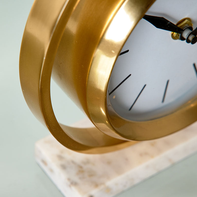 Reloj de sobremesa 19cm dorado base marmol