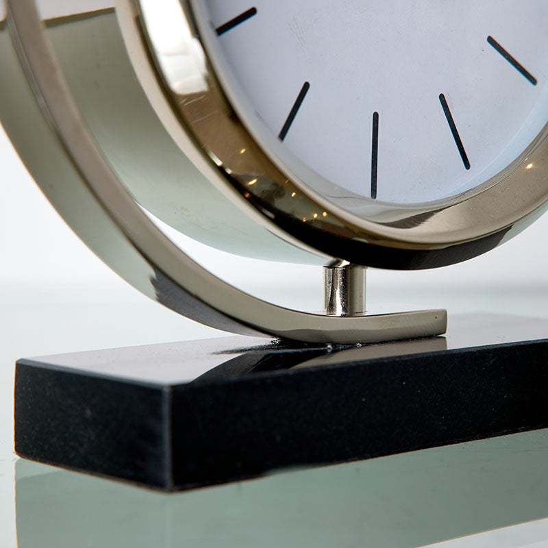 Reloj de sobremesa 19cm plateado base marmol