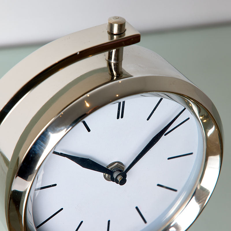 Reloj de sobremesa 19cm plateado base marmol