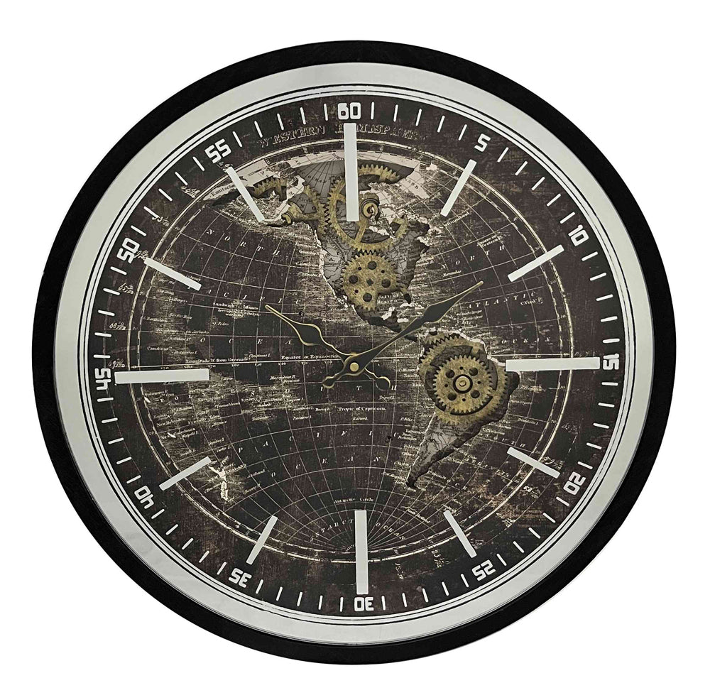 Reloj c/mov 48*48*8 mapa mundi redondo metal crist