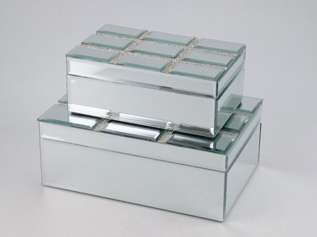 S/2 cajas cristal 26*10*17 cuadrados brillant