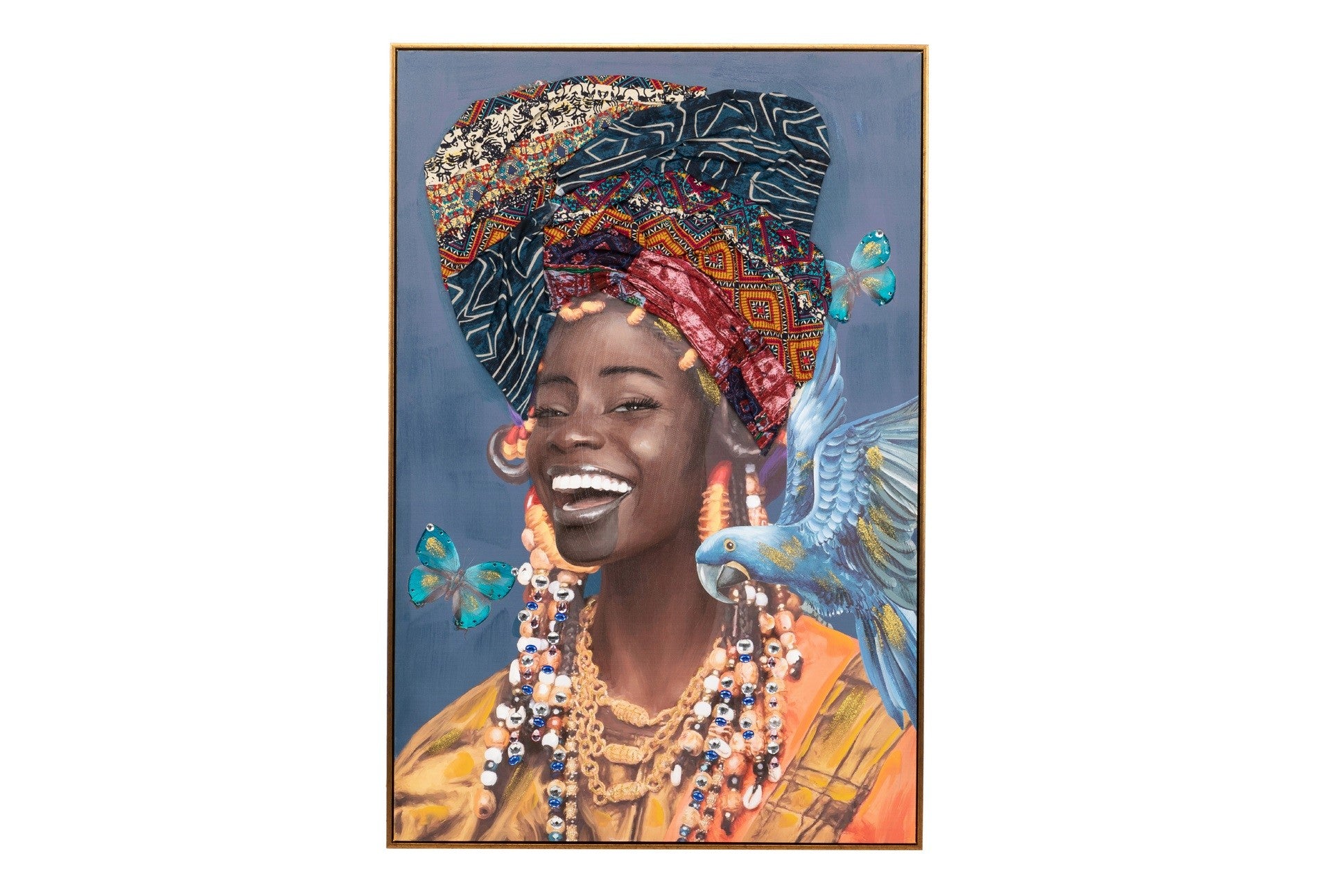 Cuadro africana turbante c/relieve 80x3,5x120 cm