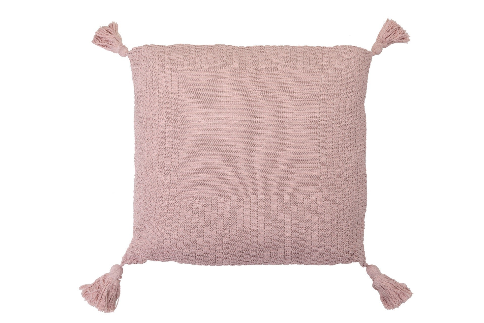 Cojin hilo borlones rosa polvo 50x15x50 cm