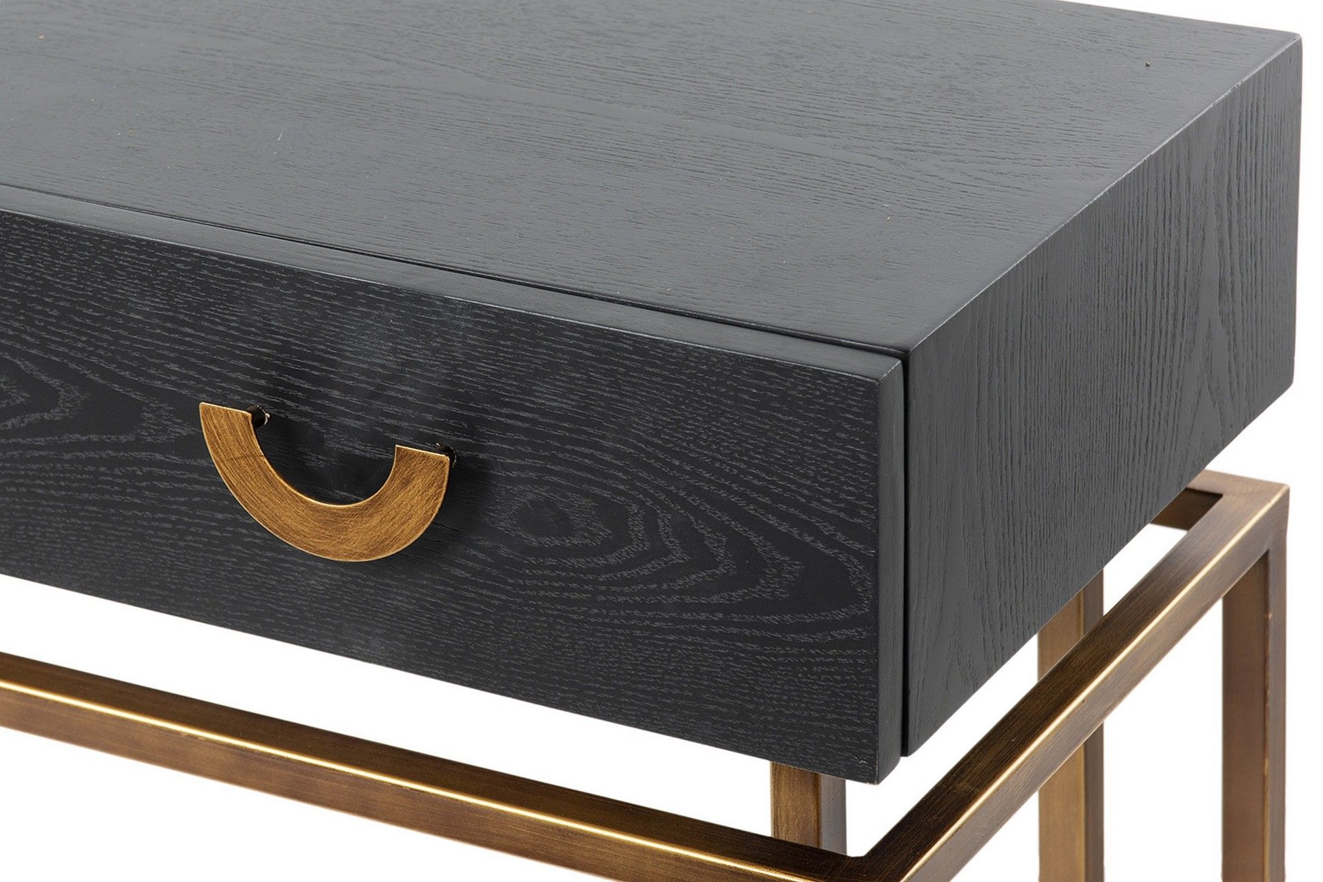Consola madera-metal negro-dorado 120x35x77,3 cm