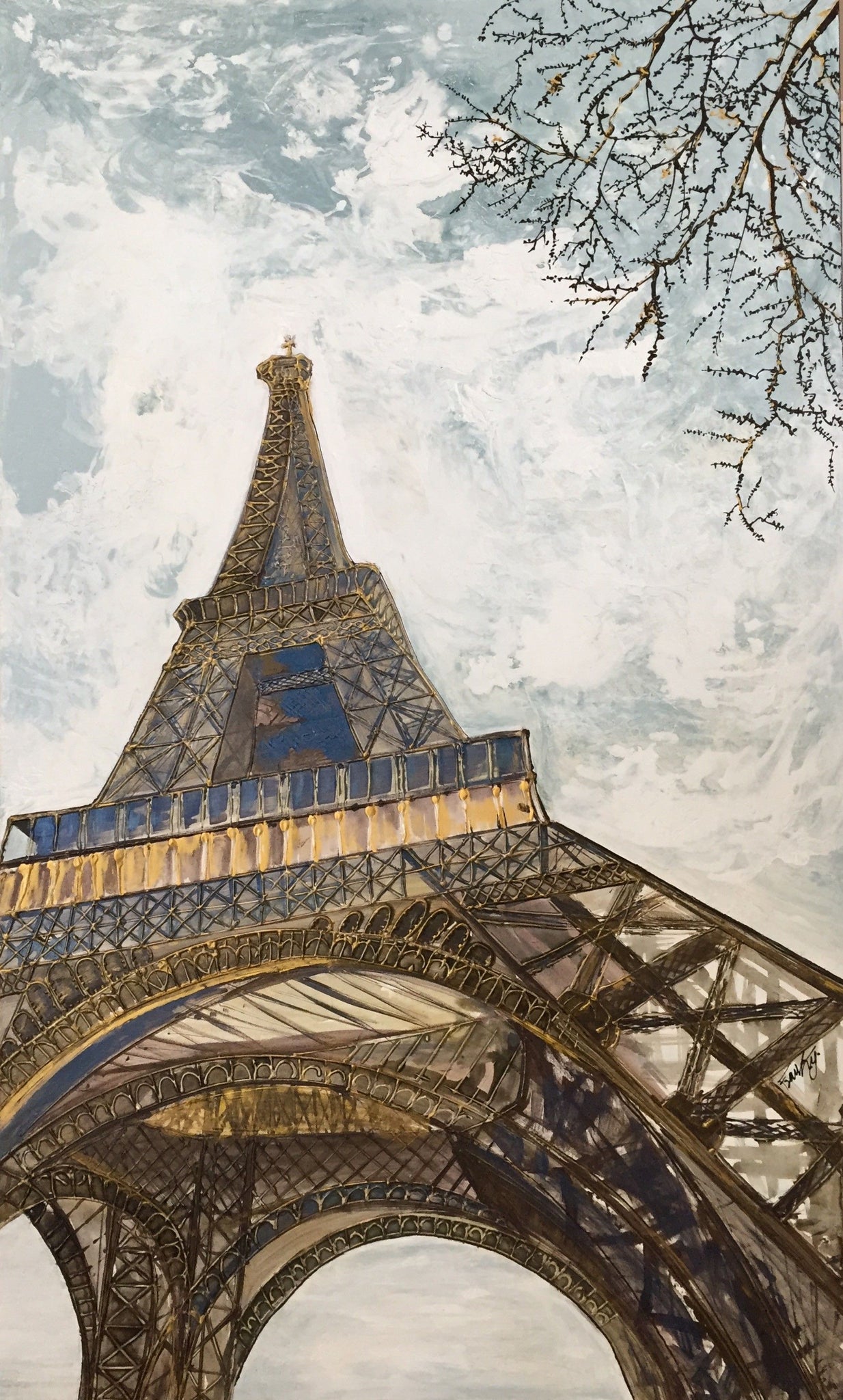Cuadro pintura original Paris Torre Eiffel