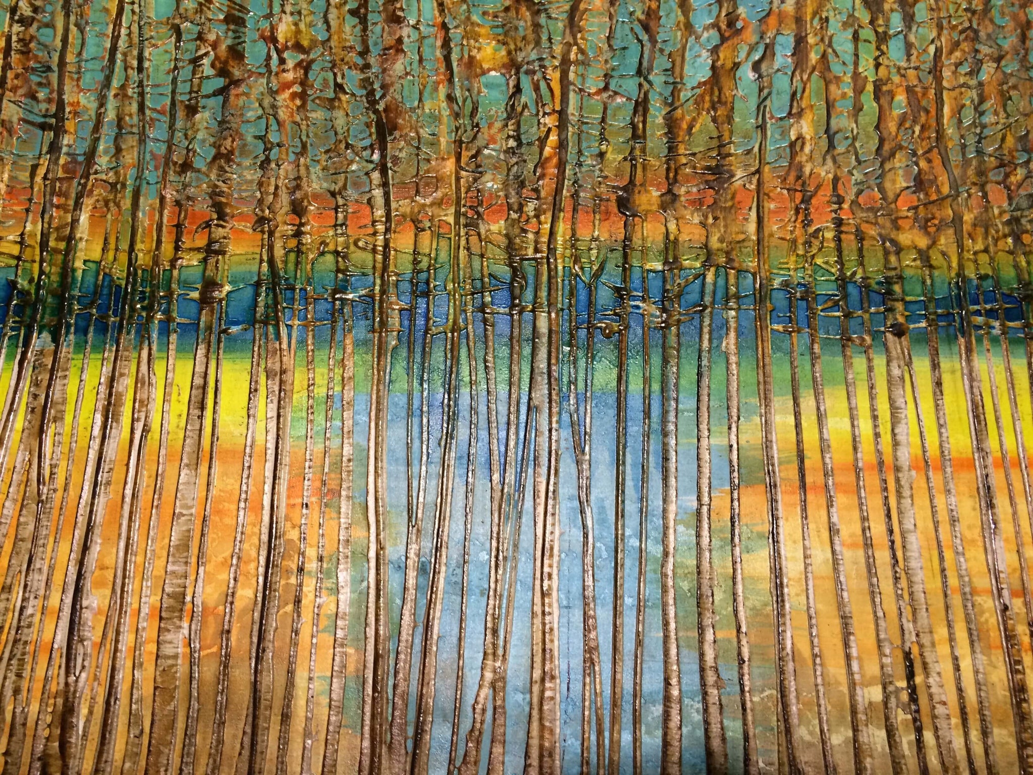 Cuadro original abstracto bosque