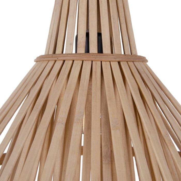 Lámpara Techo Natural Bambú Iluminación 36 X 36 X 42 Cm