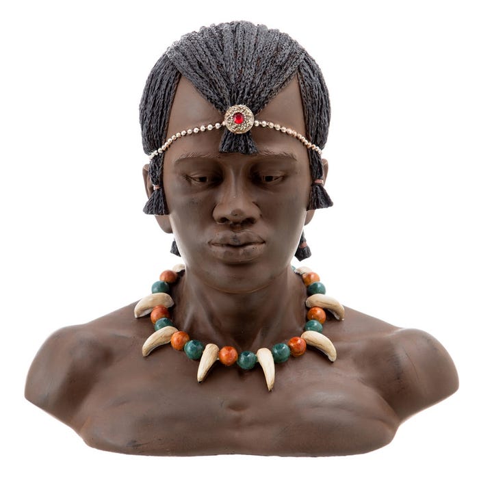 Figura Africana 2/M Resina Decoración 32,50 X 18 X 31,50 Cm