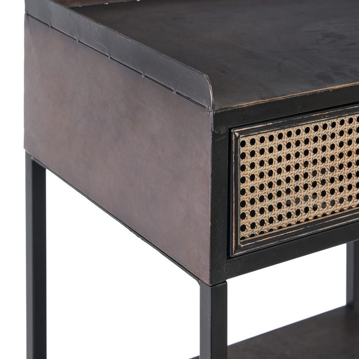 Mueble Auxiliar Negro-Marrón Metal 55 X 38 X 140 Cm