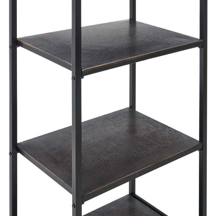 Mueble Auxiliar Negro-Marrón Metal 55 X 38 X 140 Cm