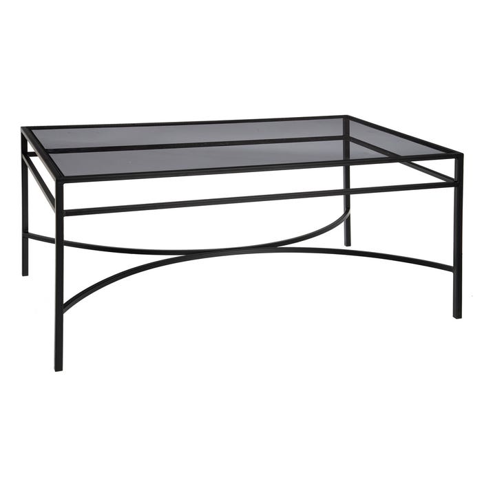 Mesa Centro Negro Metal / Cristal Salón 100 X 60 X 45,50 Cm