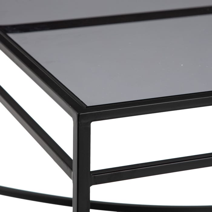 Mesa Centro Negro Metal / Cristal Salón 100 X 60 X 45,50 Cm