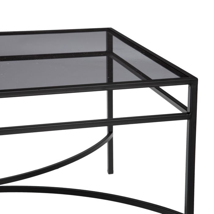 Mesa Centro Negro Metal / Cristal Salón 100 X 60 X 45,50 Cm