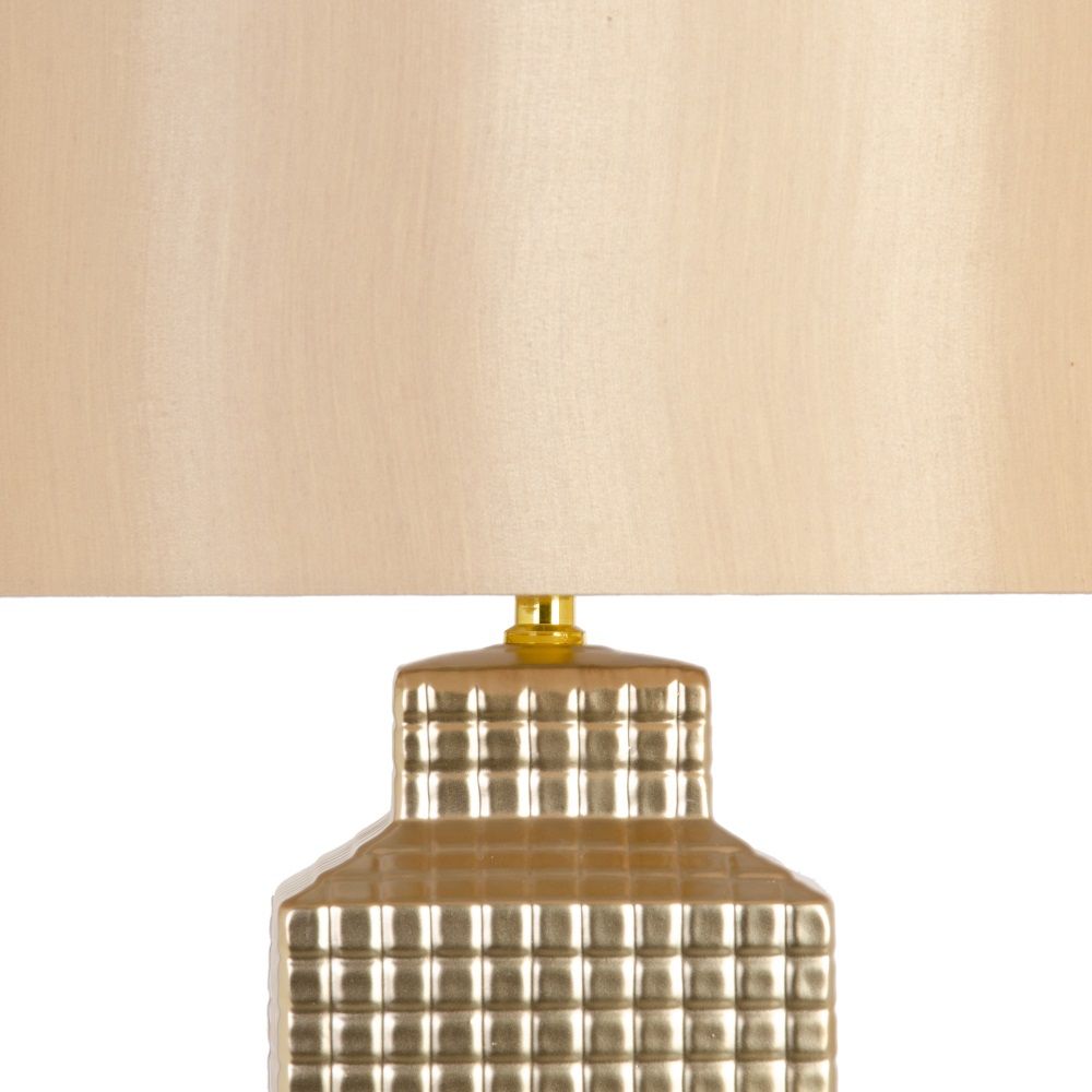 Lámpara Mesa Dorado Cerámica-Tejido 36 X 36 X 46 Cm