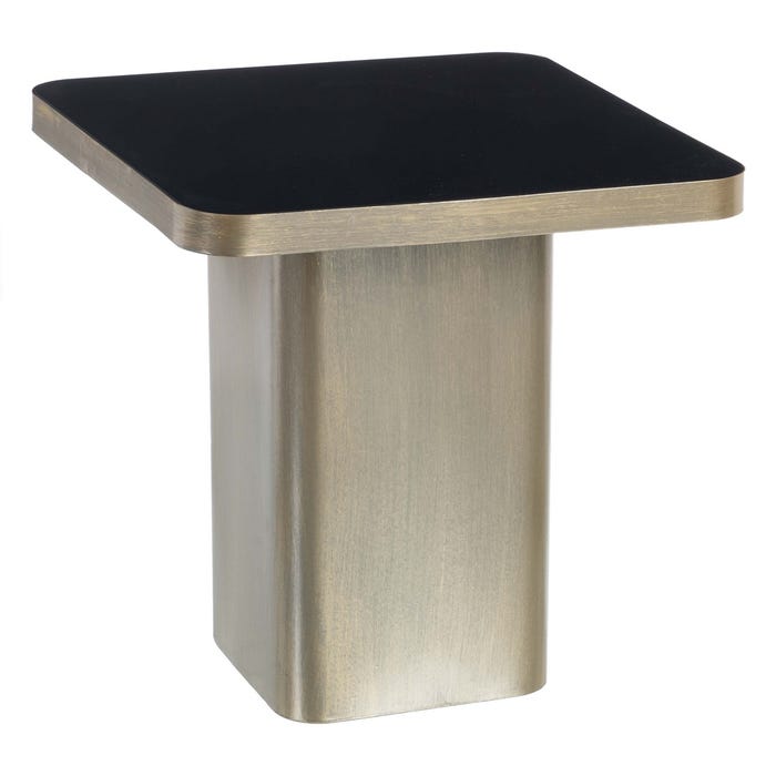 Mesita Oro-Negro Metal / Cristal Salón 50,50 X 50,50 X 51 Cm