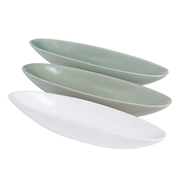 White Ceramic Centerpiece Decoration 39.50 X 10.50 X 5 Cm