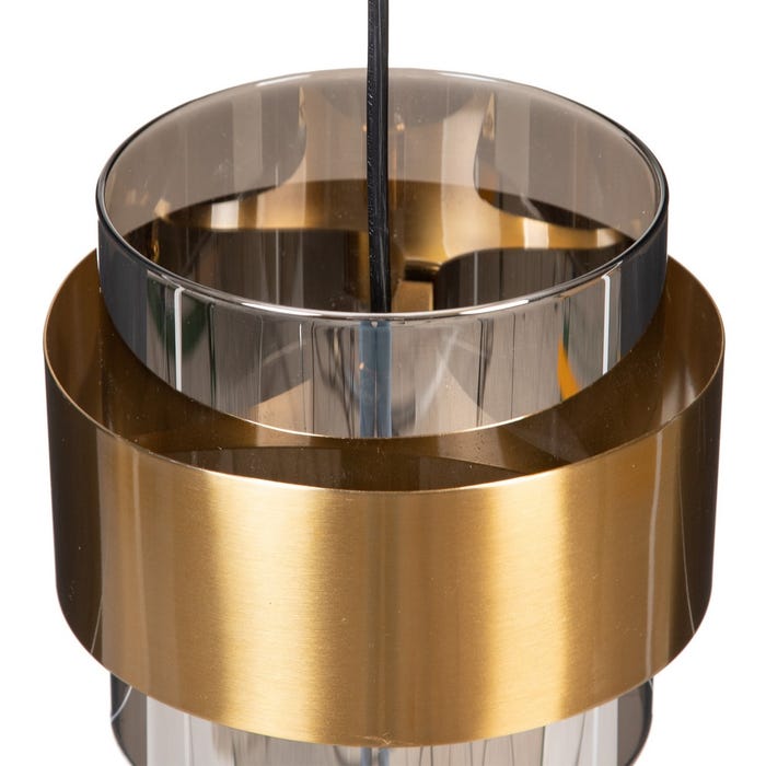 Lámpara Techo Oro-Gris Metal-Cristal 18 X 18 X 16 Cm