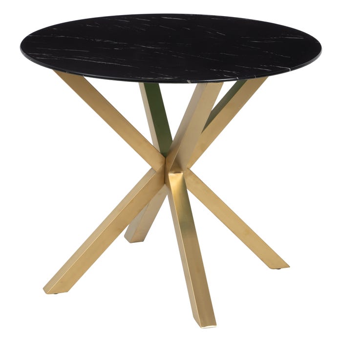 Mesa Comedor Mármol Negro-Oro 90 X 90 X 76 Cm