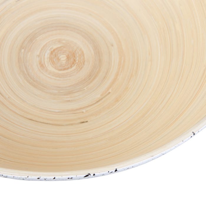 Frutero Natural-Blanco Bambú Decoración 30 X 30 X 14,50 Cm