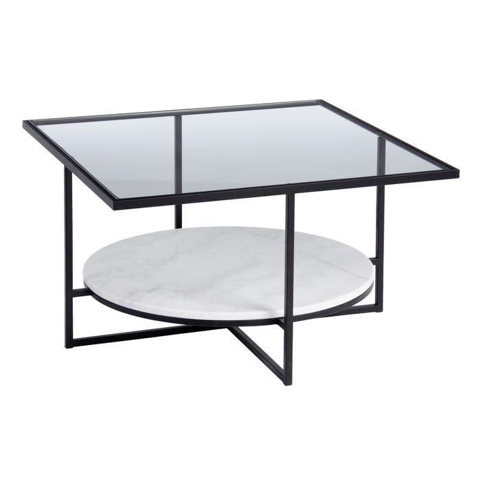 Mesa Centro Negro-Blanco Metal-Mármol 80 X 80 X 46,50 Cm