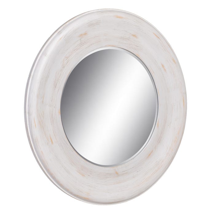 Espejo Blanco Rozado Cristal-Madera 78 X 78 Cm
