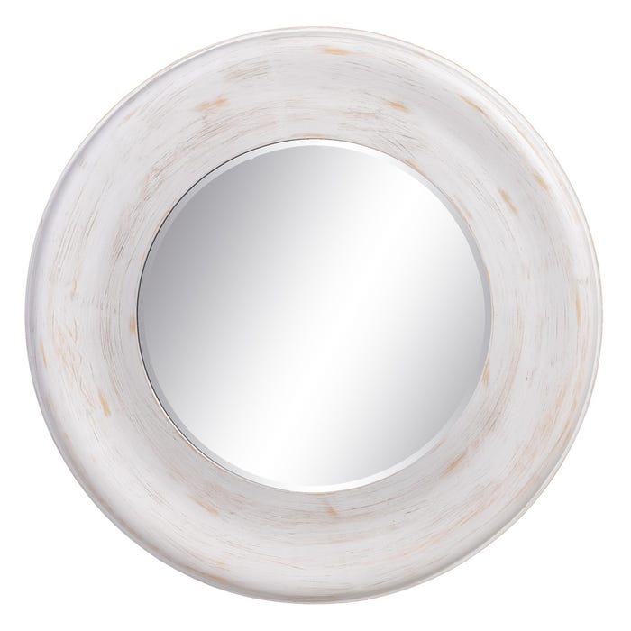 Espejo Blanco Rozado Cristal-Madera 78 X 78 Cm