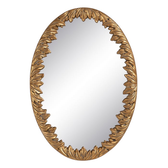 Espejo Dorado Cristal-Pu Decoración 57 X 3,50 X 81 Cm