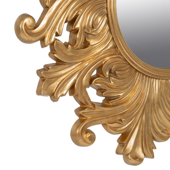 Espejo Dorado Cristal-Pu Decoración 114 X 4,50 X 114 Cm
