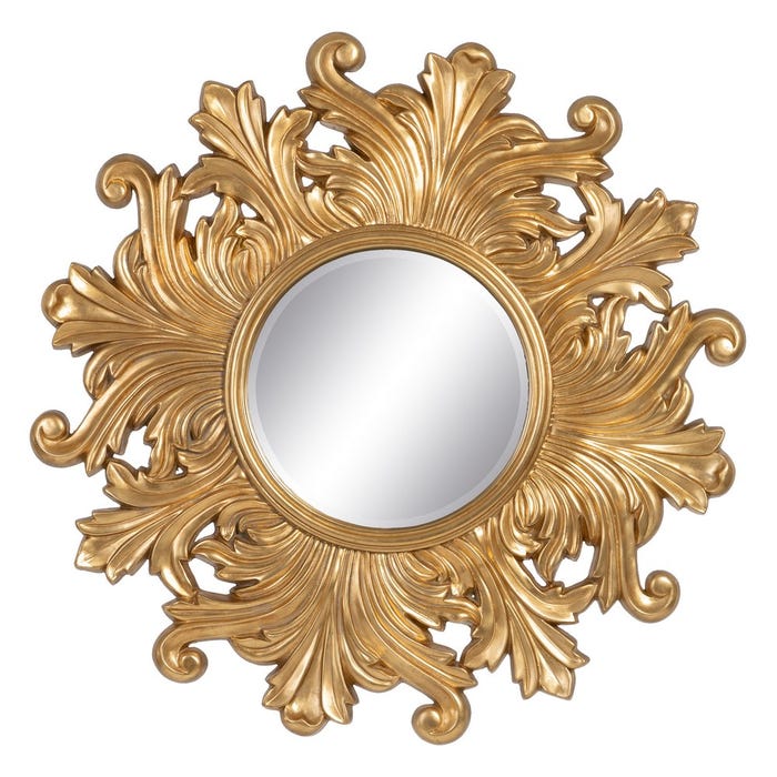 Espejo Dorado Cristal-Pu Decoración 114 X 4,50 X 114 Cm