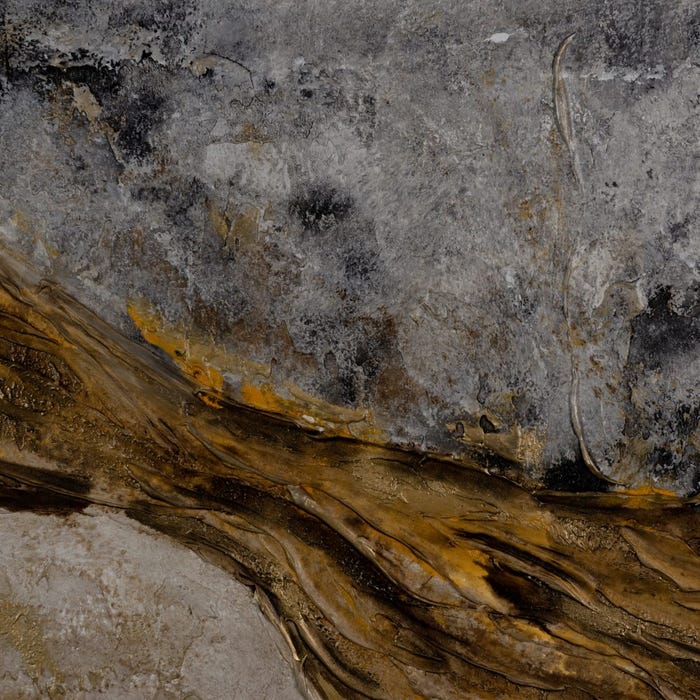 Pintura Abstracto Gris-Oro Lienzo 140 X 2,80 X 70 Cm