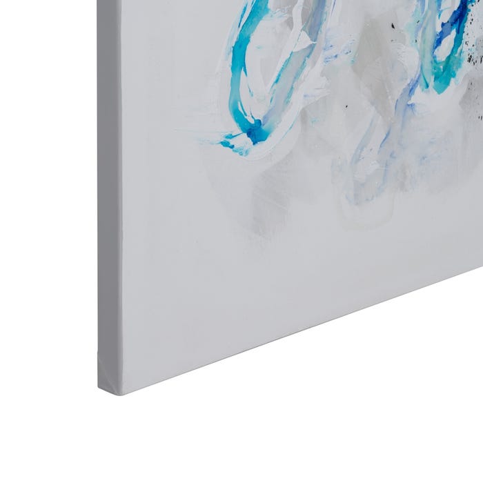Cuadro Pintura Abstracto Azul Lienzo 70 X 3,50 X 140 Cm