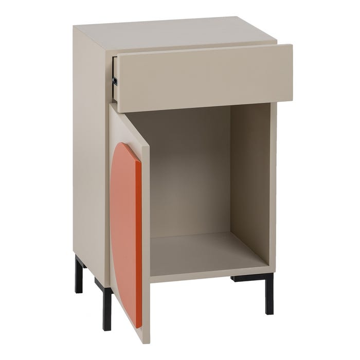 Mesita Necto Taupe Dm-Metal Dormitorio 40 X 31,20 X 66,20 Cm