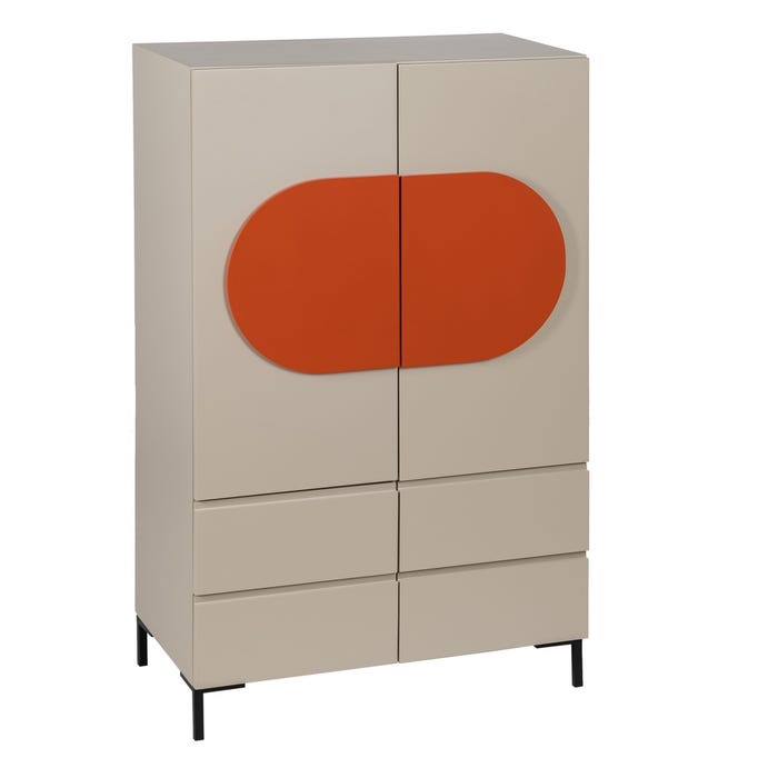 Armario Necto Taupe Dm-Metal Salón 75 X 41,80 X 123 Cm