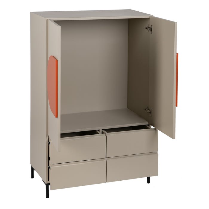 Armario Necto Taupe Dm-Metal Salón 75 X 41,80 X 123 Cm