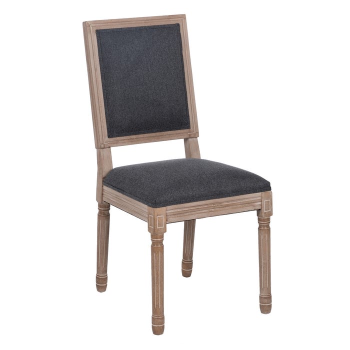 Silla Gris Oscuro Madera De Caucho Salón 45 X 53 X 95 Cm