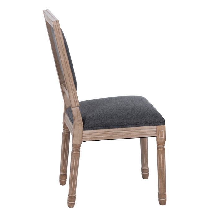 Silla Gris Oscuro Madera De Caucho Salón 45 X 53 X 95 Cm