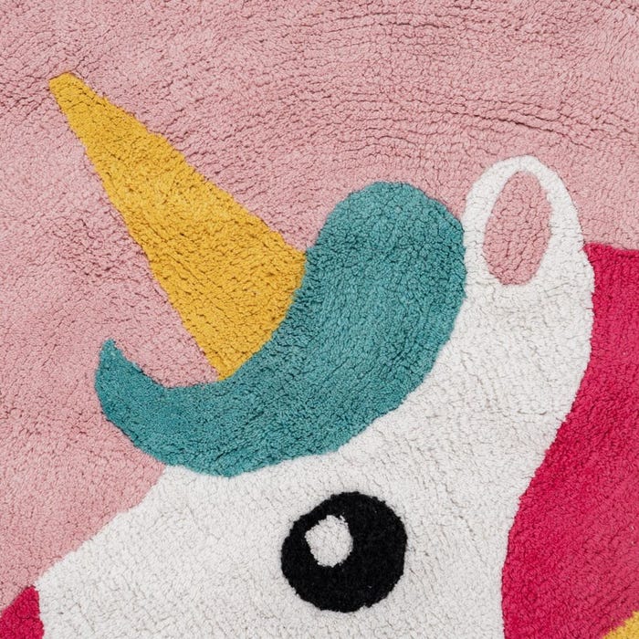 Alfombra Unicornio Rosa Algodón Infantil 100 Cm