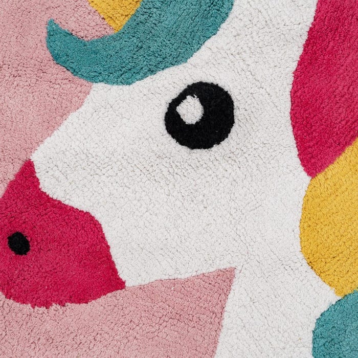 Alfombra Unicornio Rosa Algodón Infantil 100 Cm