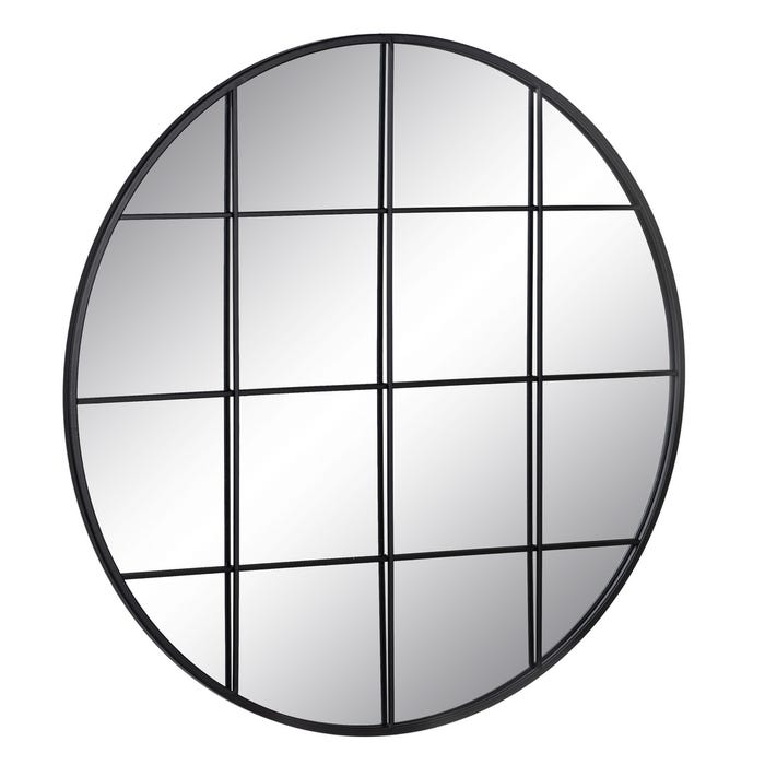 Espejo Ventana Negro Metal-Cristal 80 X 1,50 X 80 Cm