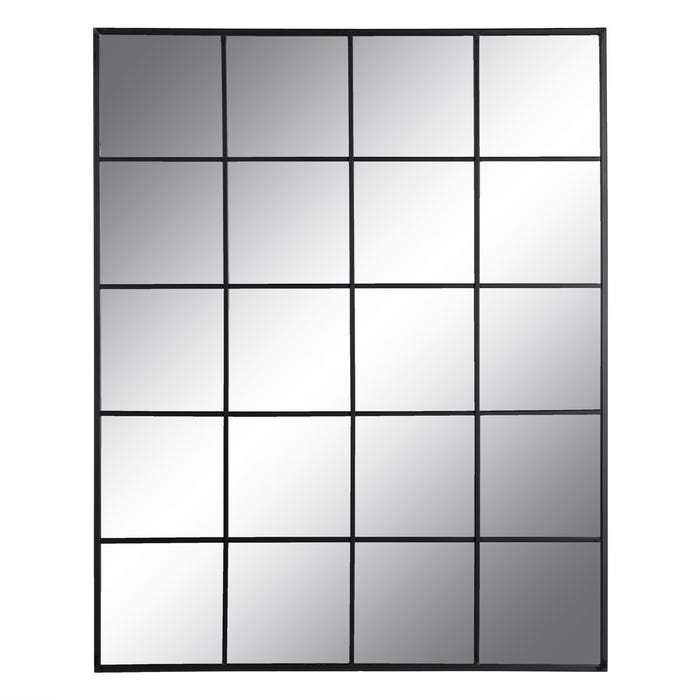 Espejo Ventana Negro Metal-Cristal 90 X 2,50 X 115 Cm