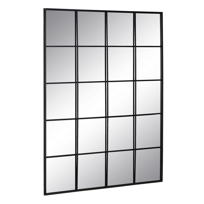 Espejo Ventana Negro Metal-Cristal 90 X 2,50 X 115 Cm