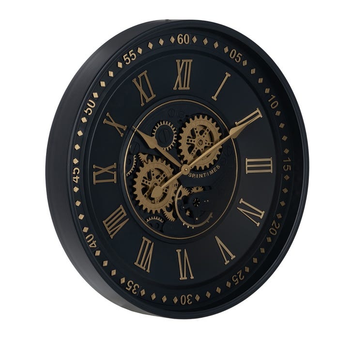 Reloj Negro-Oro Metal Decoración 59 X 8 X 59 Cm