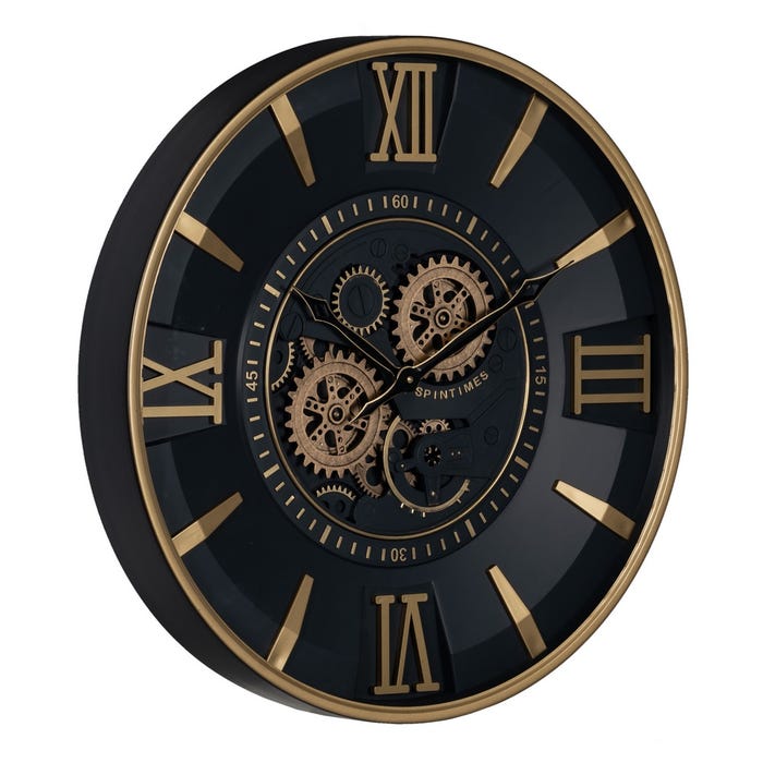 Reloj Negro-Oro Metal Decoración 59 X 8,50 X 59 Cm